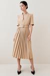 KarenMillen Tailored Structured Crepe Forever Pleat Belted Midi Dress thumbnail 1