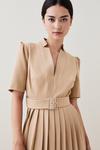 KarenMillen Tailored Structured Crepe Forever Pleat Belted Midi Dress thumbnail 2