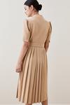 KarenMillen Tailored Structured Crepe Forever Pleat Belted Midi Dress thumbnail 3