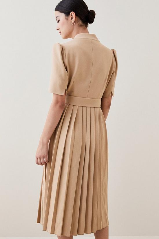 KarenMillen Tailored Structured Crepe Forever Pleat Belted Midi Dress 3