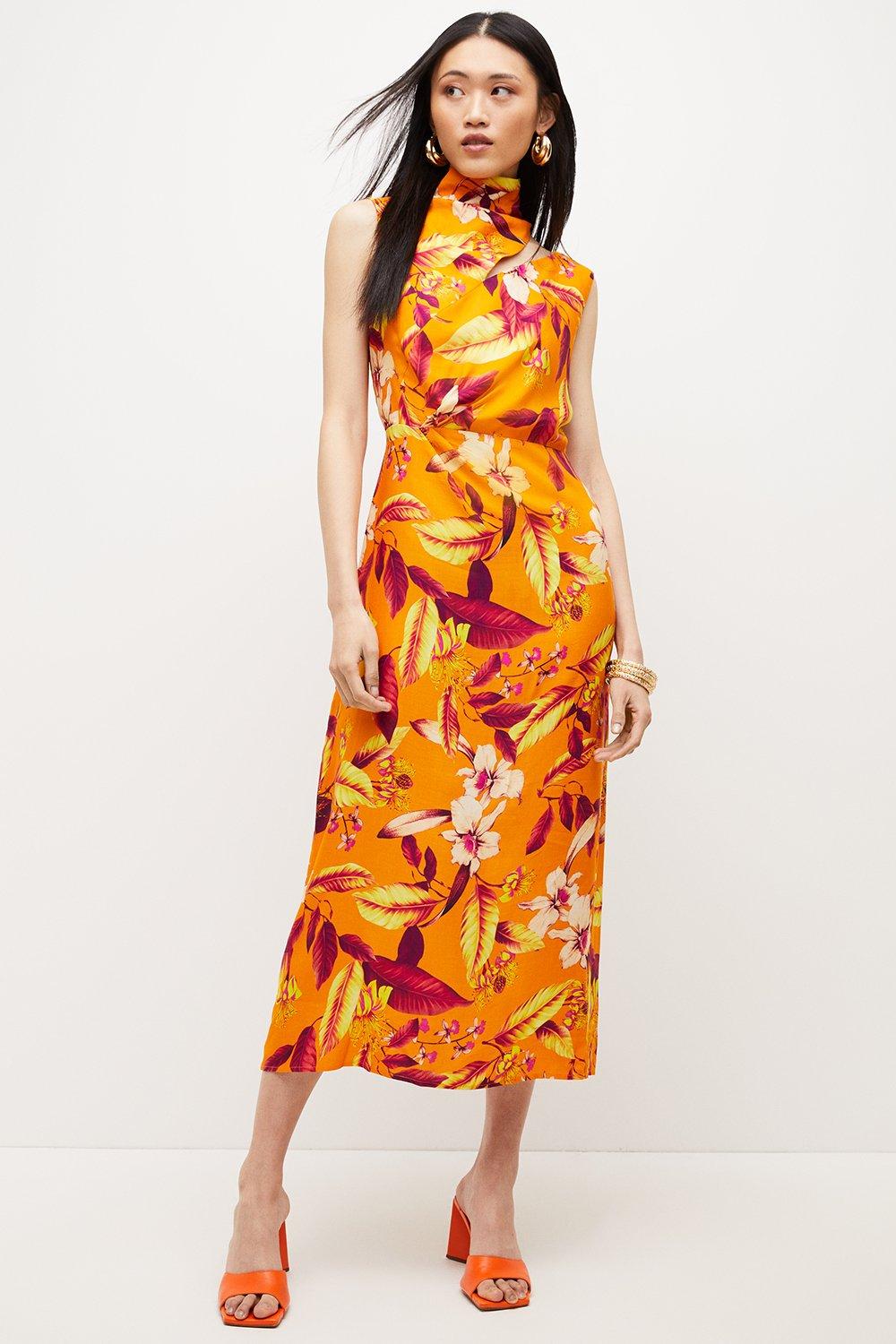 Viscose Linen Batik Print Woven Maxi Dress