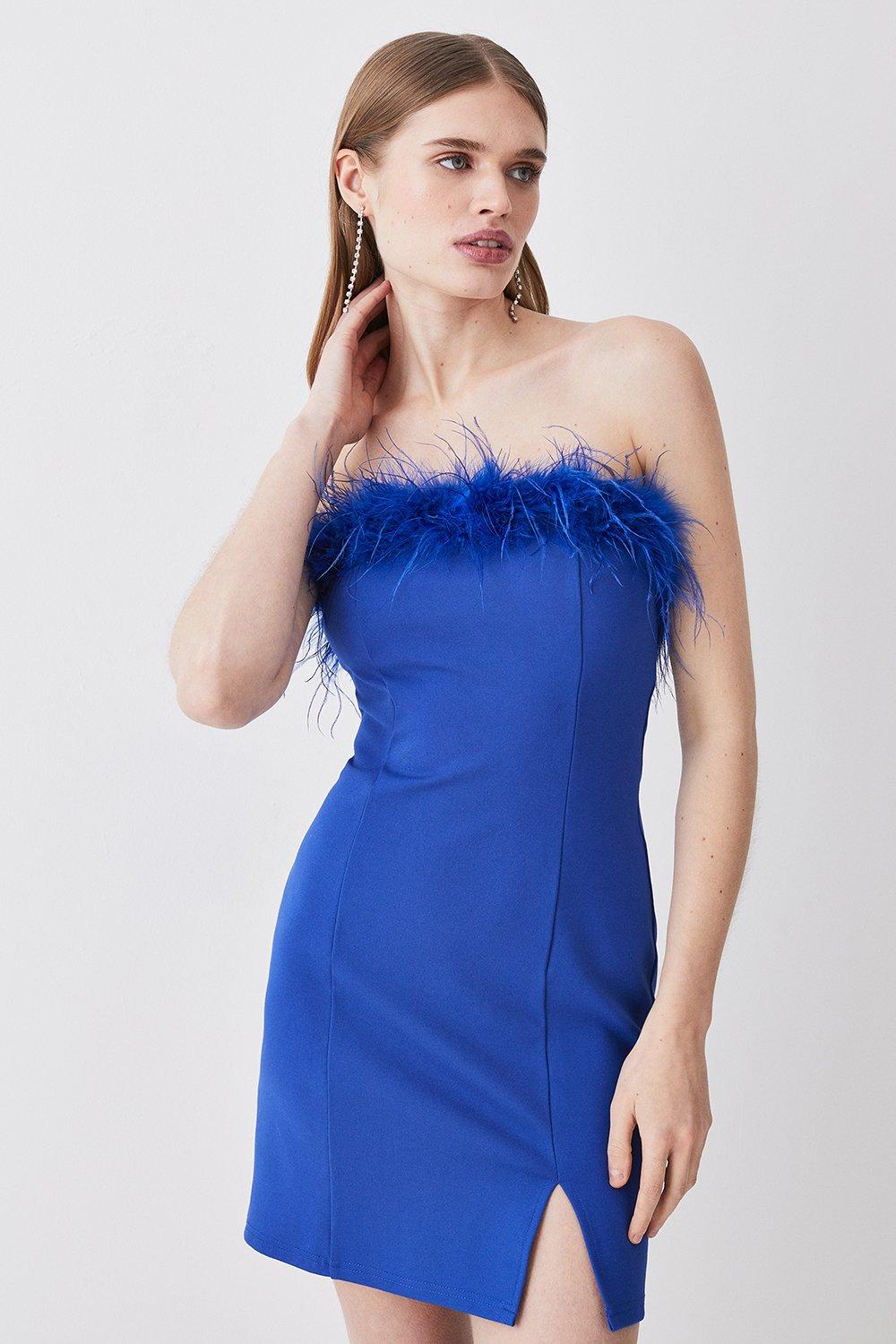 Feather & Ponte Bandeau Mini Dress