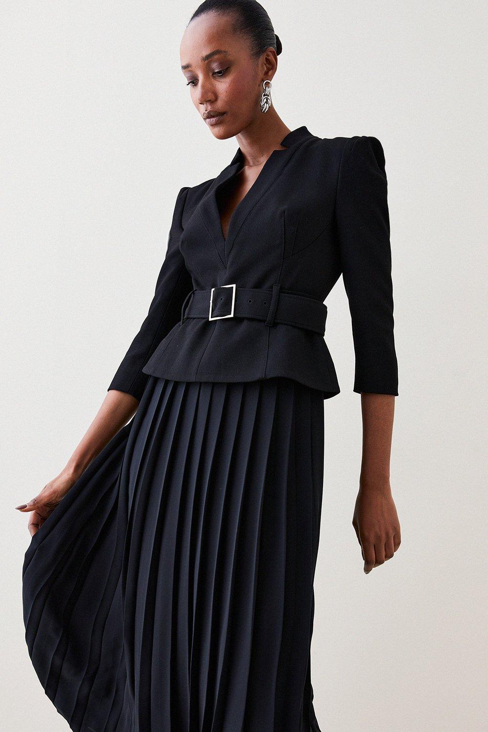 Structured Crepe Forever Soft Pleated Midi Dress