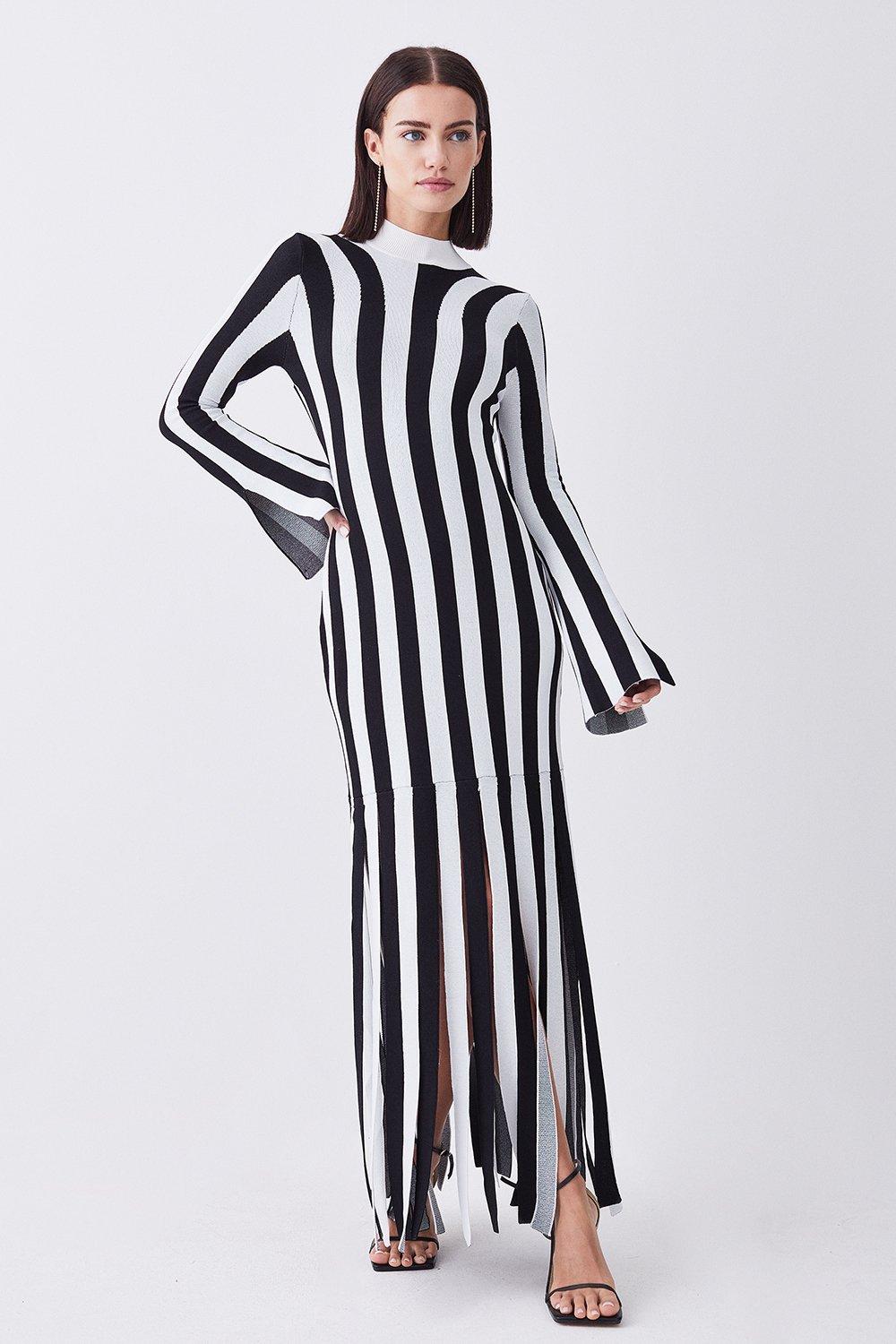 Petite Stripe Knitted Maxi Column Dress