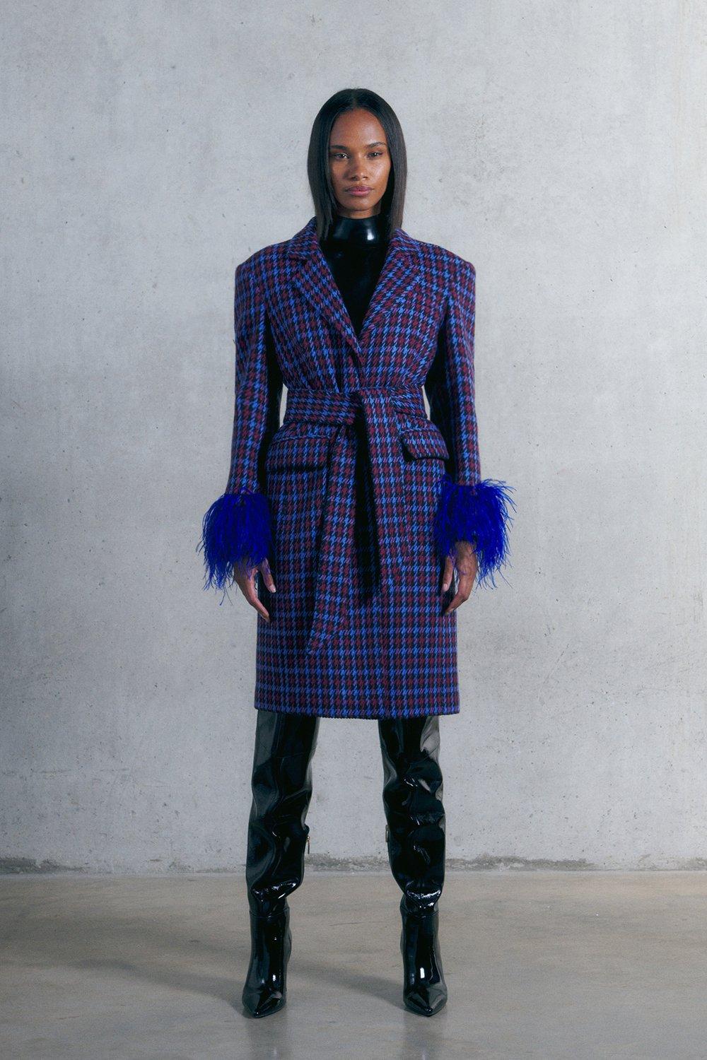 Jackets & Coats | Colourpop Tweed Feather Cuff Tailored Coat