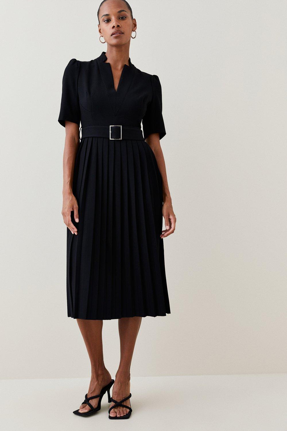 Tall Structure Crepe Forever Pleat Midi Dress