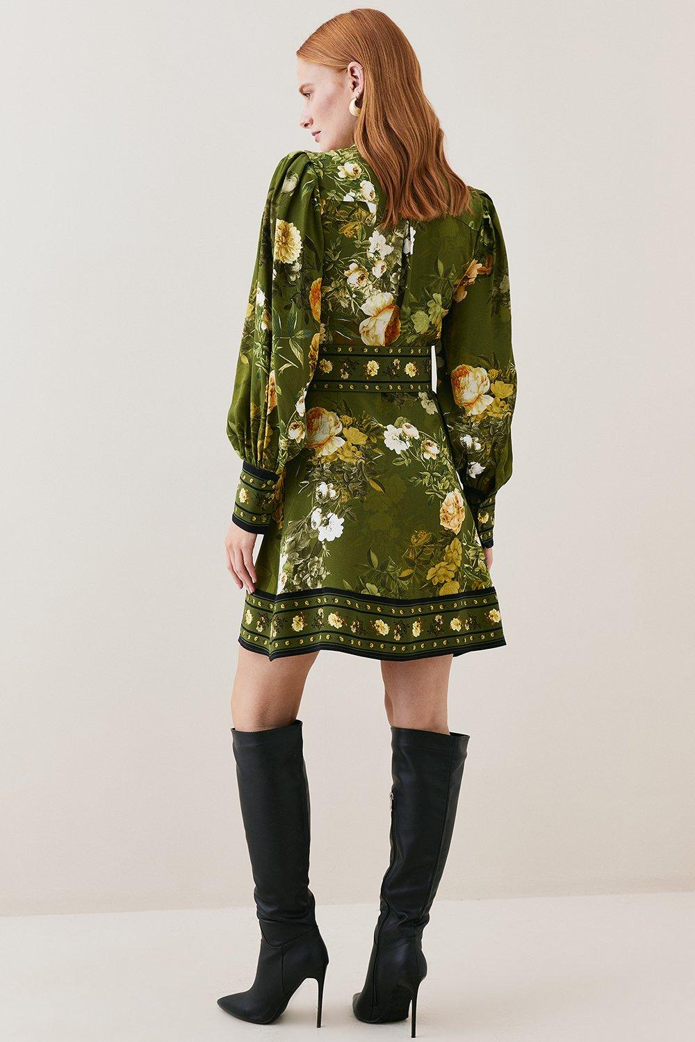 Dresses  Lydia Millen Floral Belted Woven Mini Shirt Dress