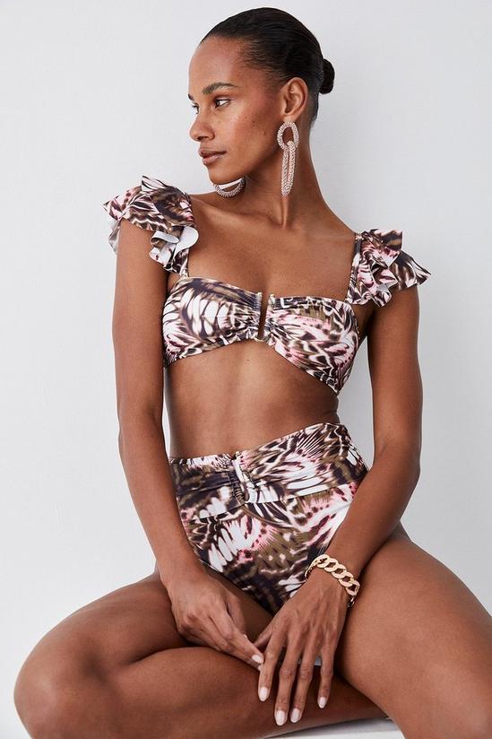 KarenMillen Butterfly Print Ruffle Bikini Top With Detachable Straps 1