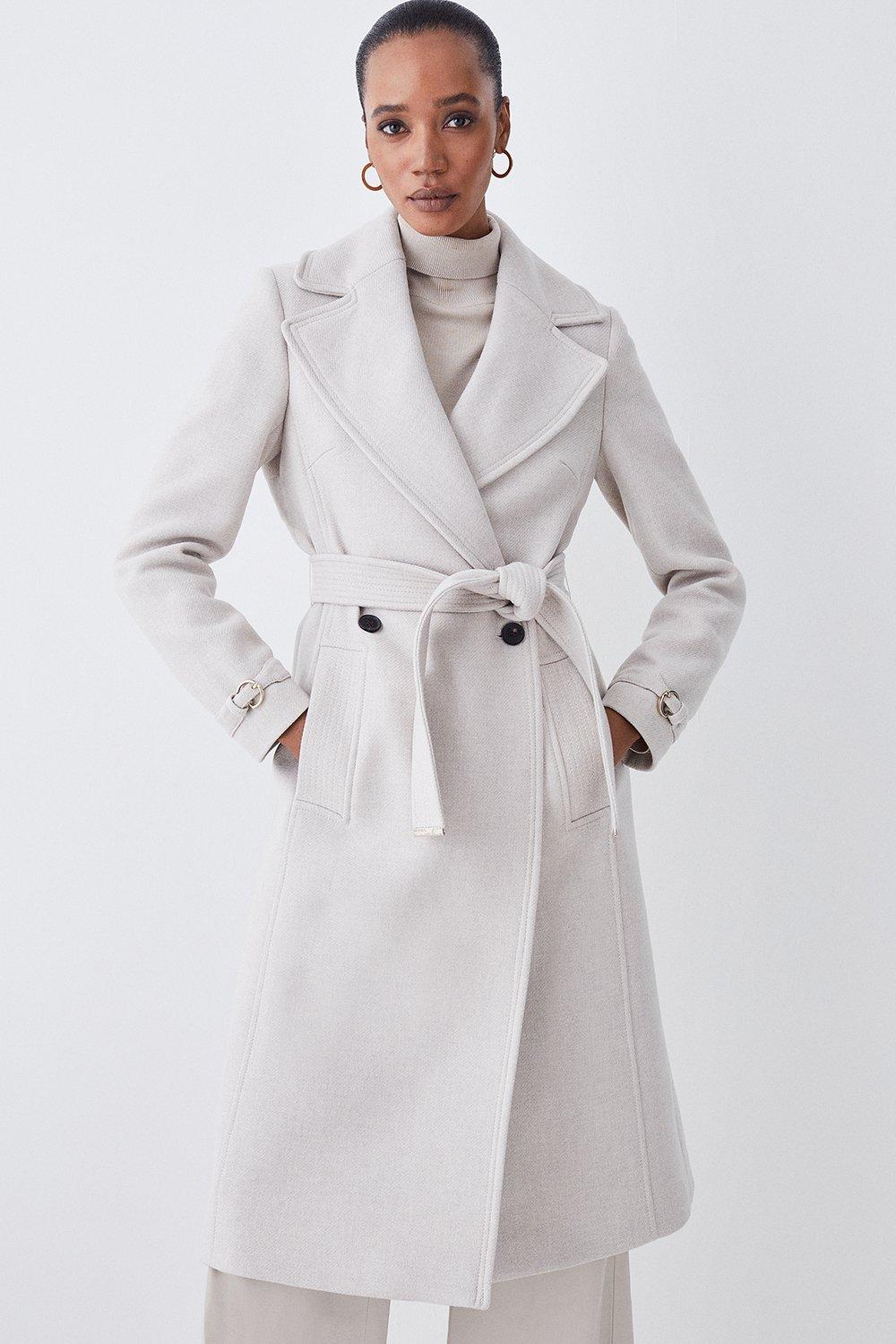 Jackets & Coats | Italian Manteco Wool Belted Collared Coat | KarenMillen