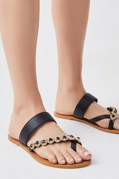Leather Buckle Detail Strap Sandal