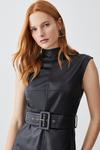 KarenMillen Leather Belted High Neck Midi Dress thumbnail 2