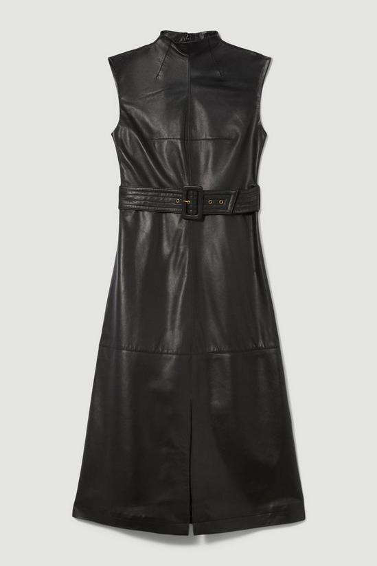 KarenMillen Leather Belted High Neck Midi Dress 4
