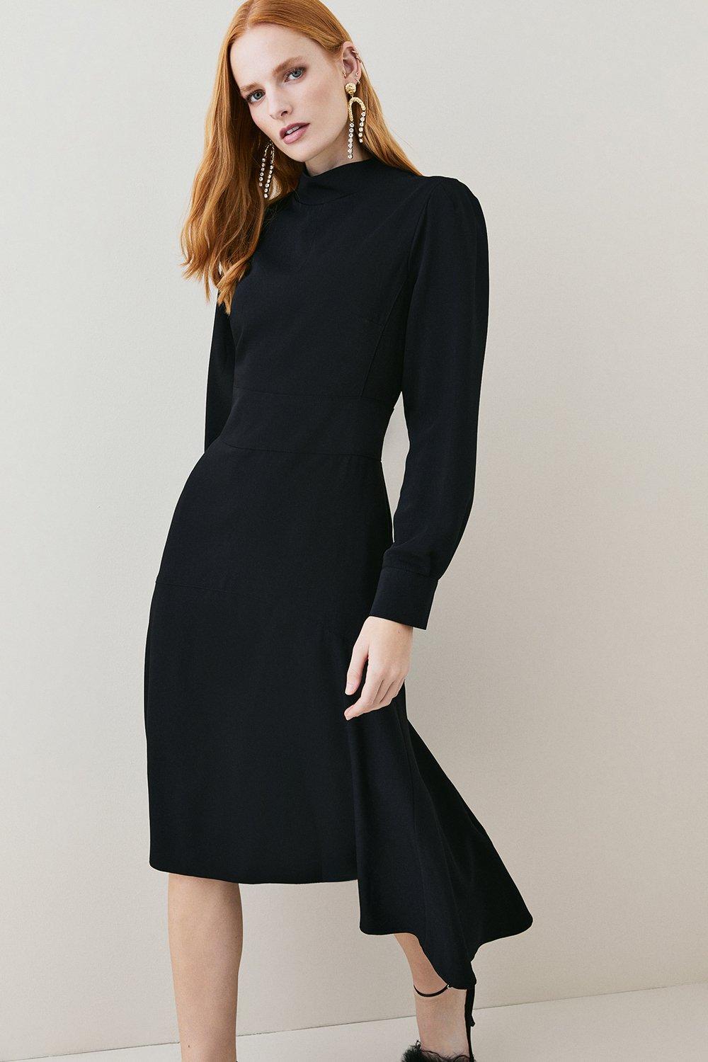 Petite Soft Tailored High Low Sleeved Midi Dress