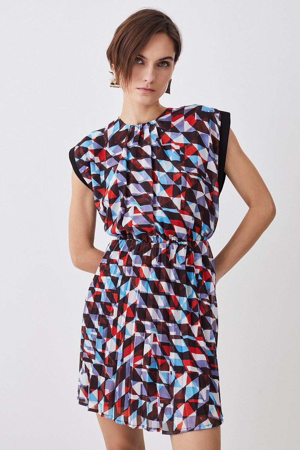 Geo Georgette Woven Mini Dress