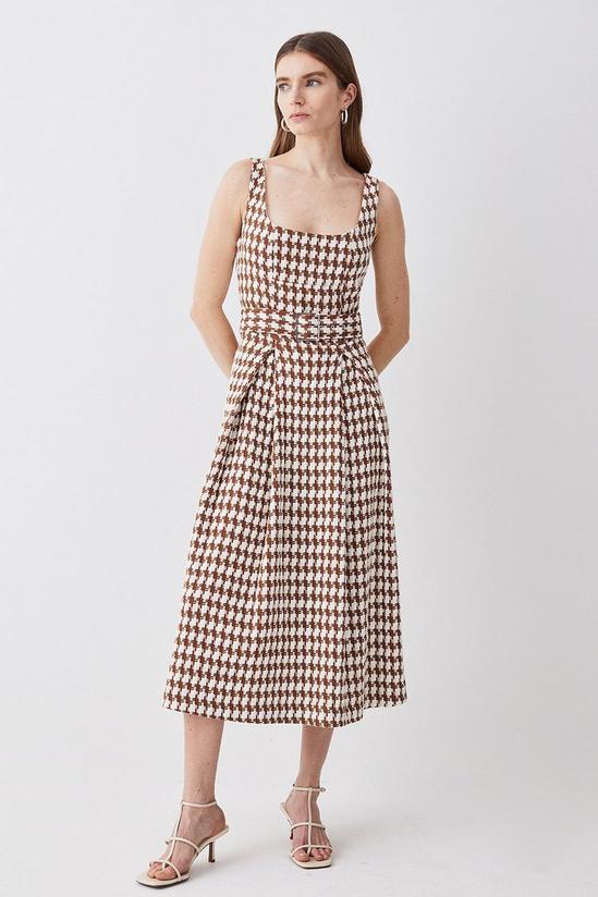 KarenMillen Check Tweed Full Skirt Midi Dress 1