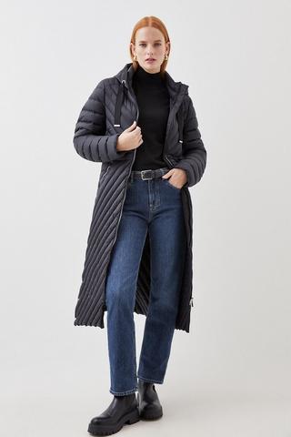 Product Real Down Packable Knee Length Coat black