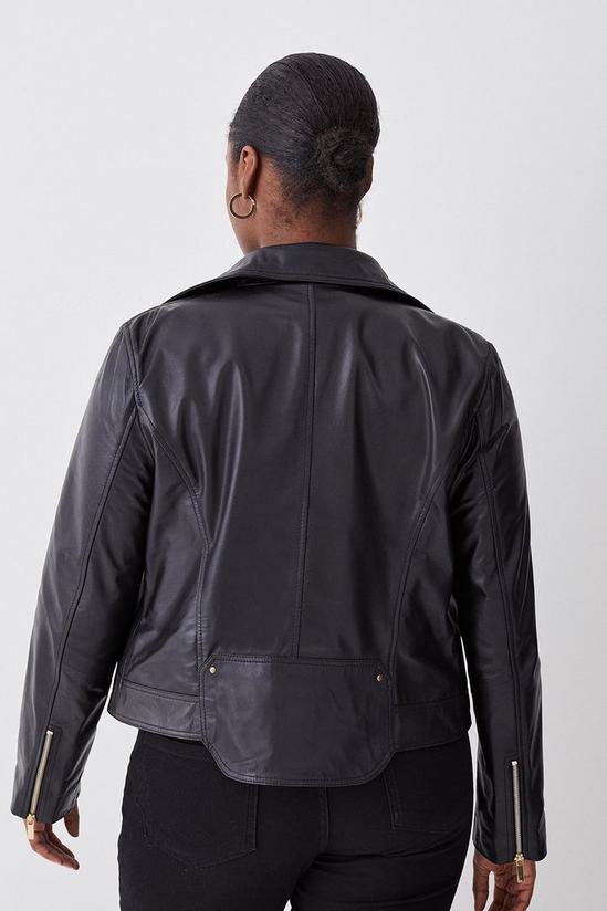 KarenMillen Plus Size Leather Pocket Detail Biker Jacket 3