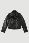 KarenMillen Plus Size Leather Pocket Detail Biker Jacket thumbnail 4