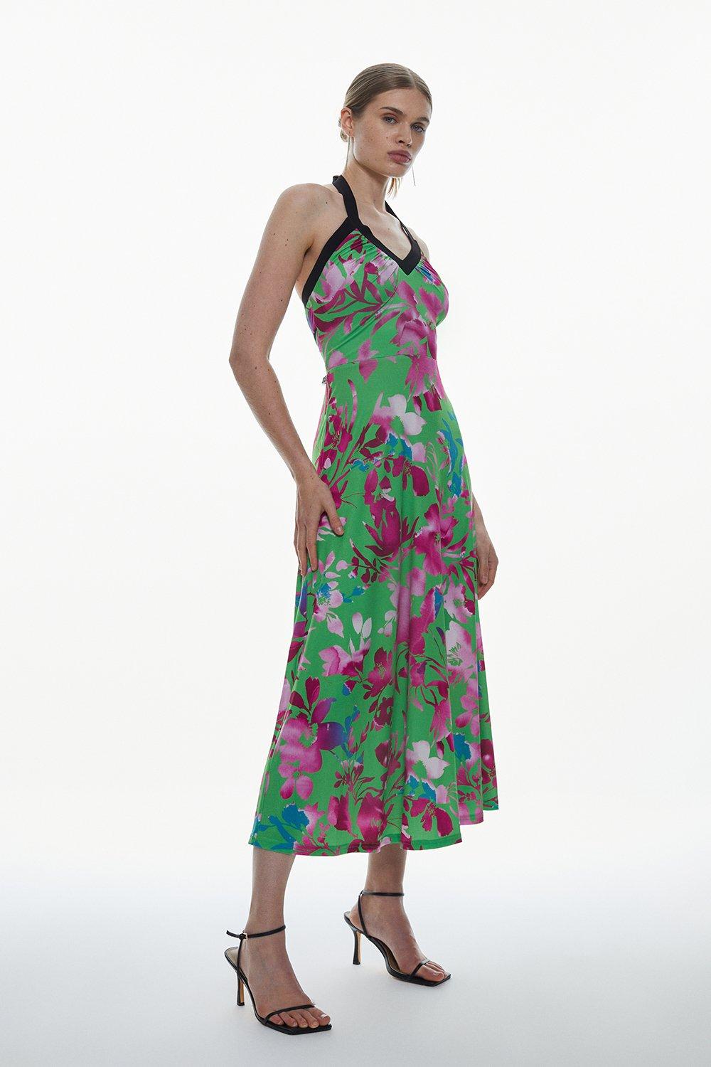Tall Print Drape Jersey Midi Dress