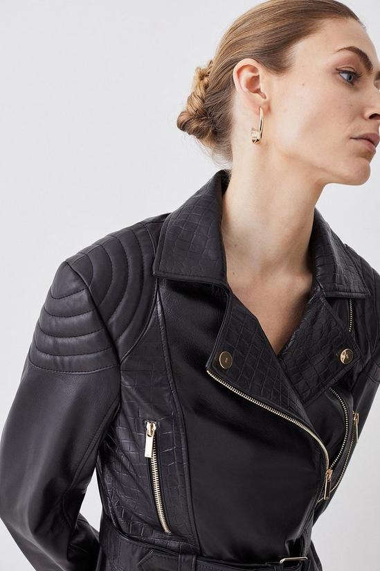 KarenMillen Leather Contrast Textured Panels Biker Jacket 2