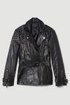 KarenMillen Leather Contrast Textured Panels Biker Jacket thumbnail 4