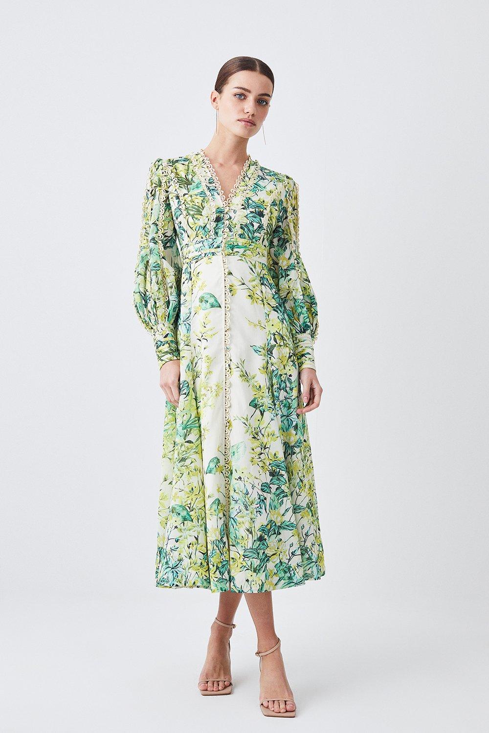 Dresses | Petite Trailing Floral Woven Plunge Maxi Dress | KarenMillen