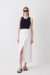 KarenMillen Linen Wrap Belted Midi Skirt thumbnail 1