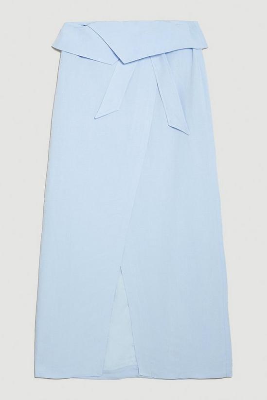 KarenMillen Linen Wrap Belted Midi Skirt 4