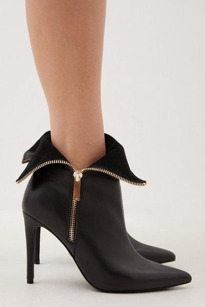 Leather Fold Over Zip Boot