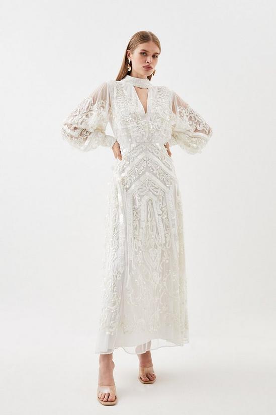 KarenMillen Sequin And Embroidered Maxi Dress 1