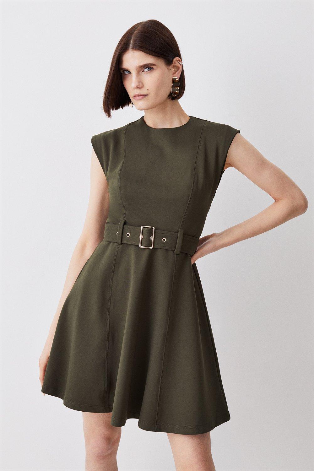 Ponte Belted Jersey Mini Dress