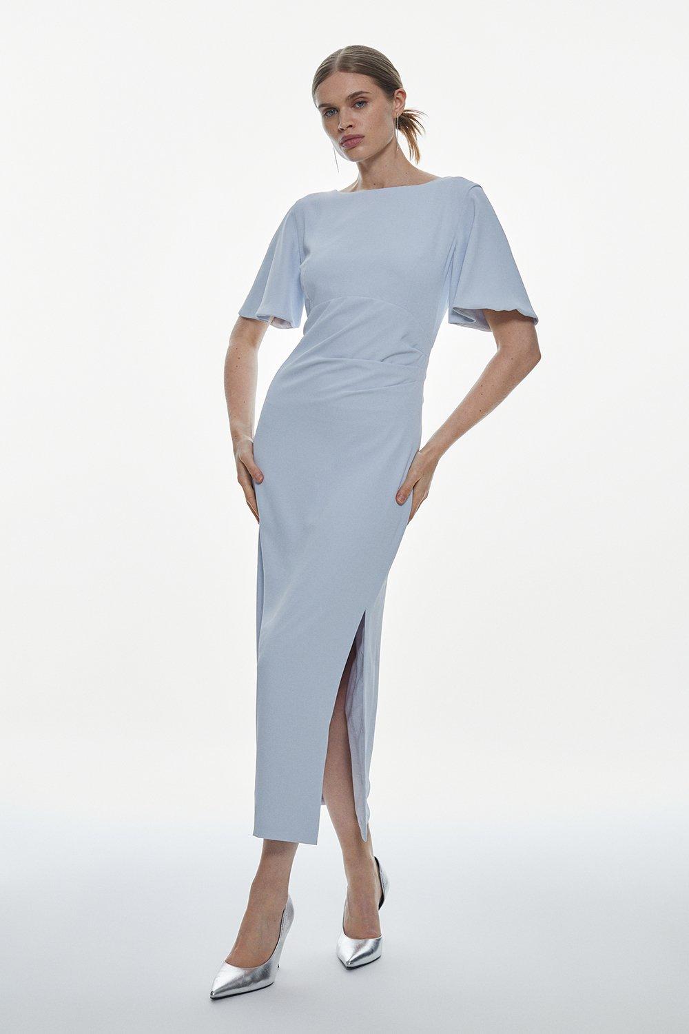 Tall Premium Crepe Flare Sleeve Midi Dress