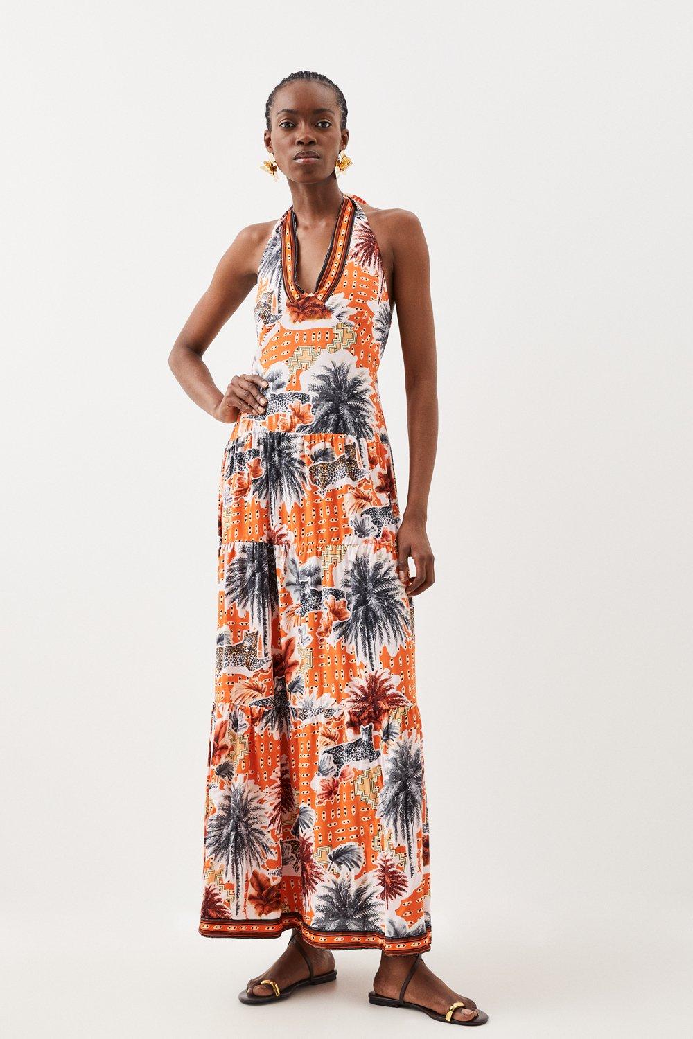 Tall Summer Palm Tiered Maxi Dress
