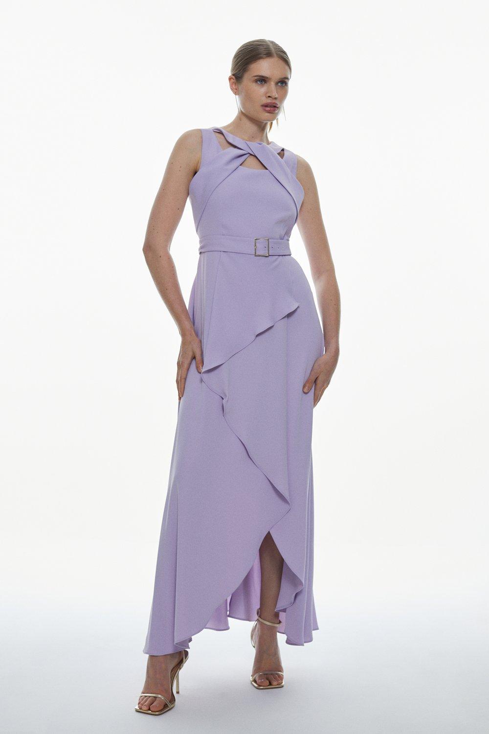 Soft Tailored Tie Neck Detail Waterfall Maxi Length