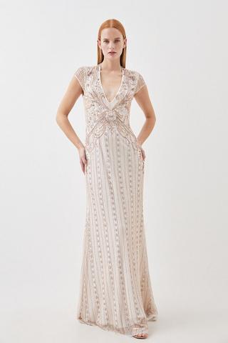 Product Crystal Embellished Cut Out Maxi Dress ivory