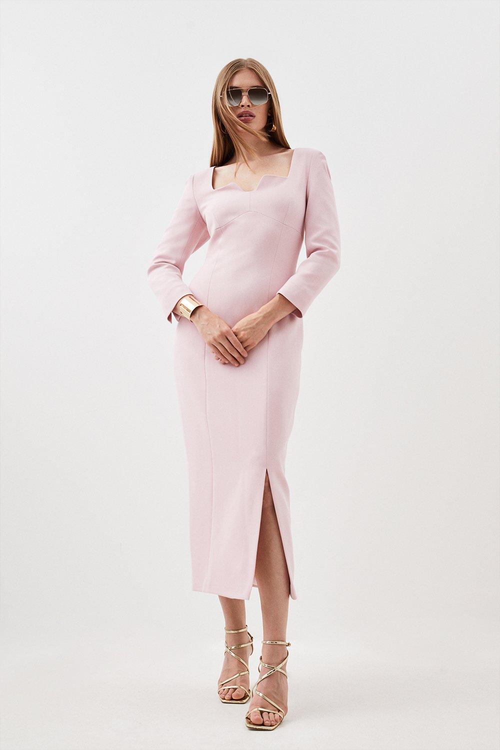 Tall Structured Crepe Sweetheart Neck Midaxi Dress