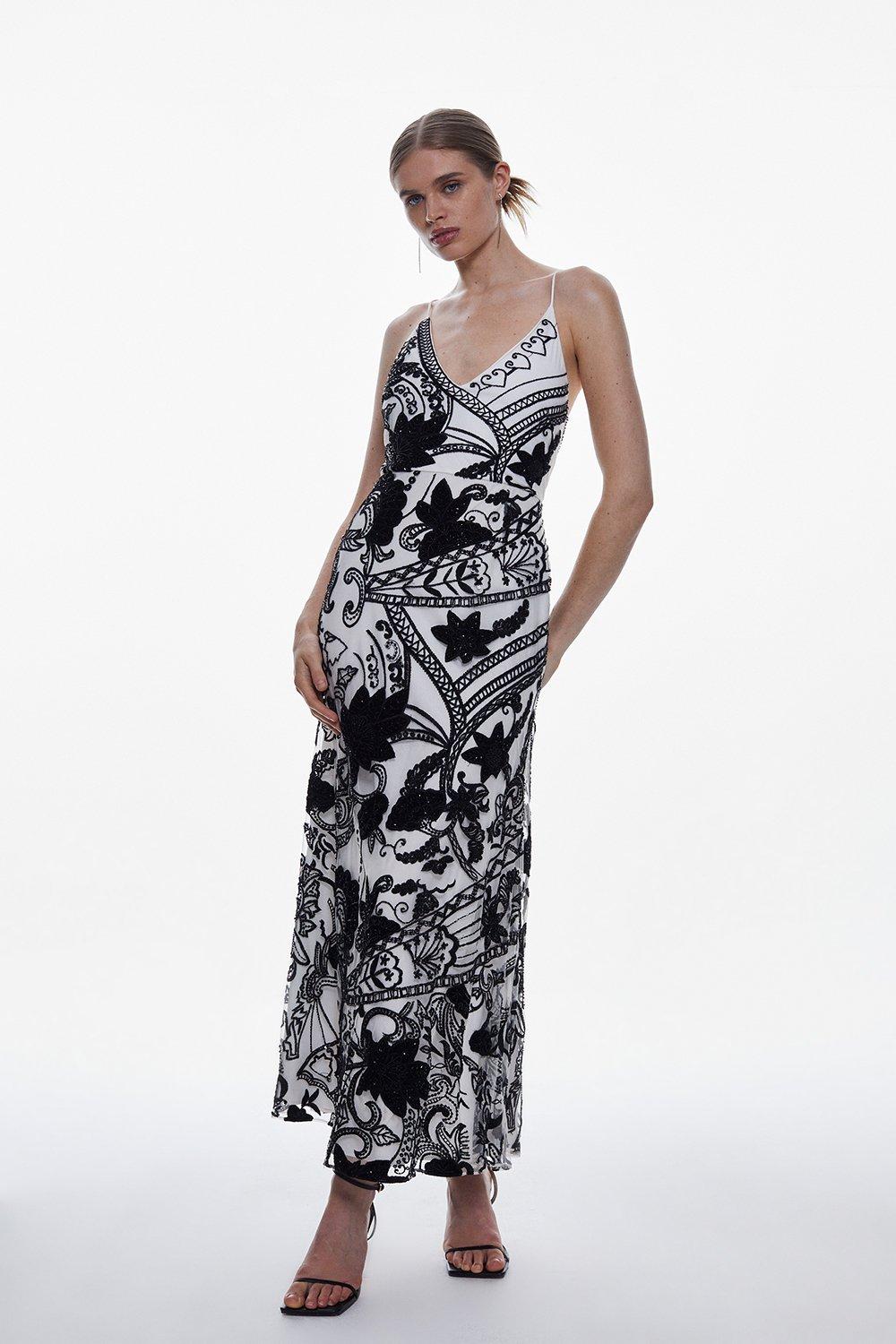 Embellished Slip Style Woven Midi Dress