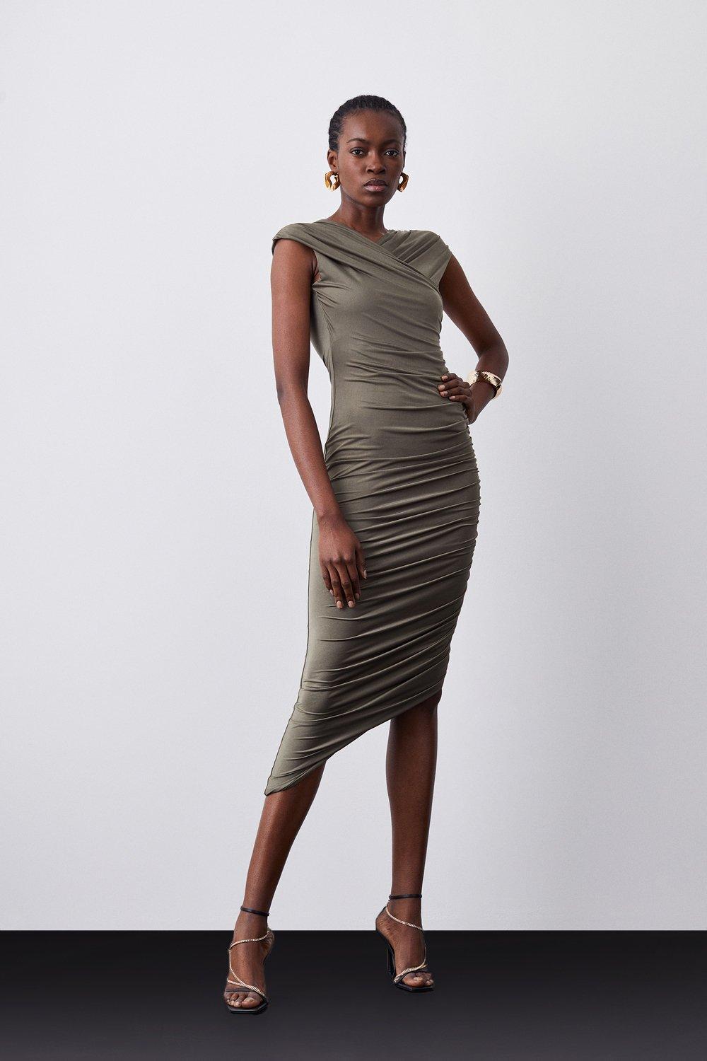 Slinky Jersey Ruched Midaxi Dress