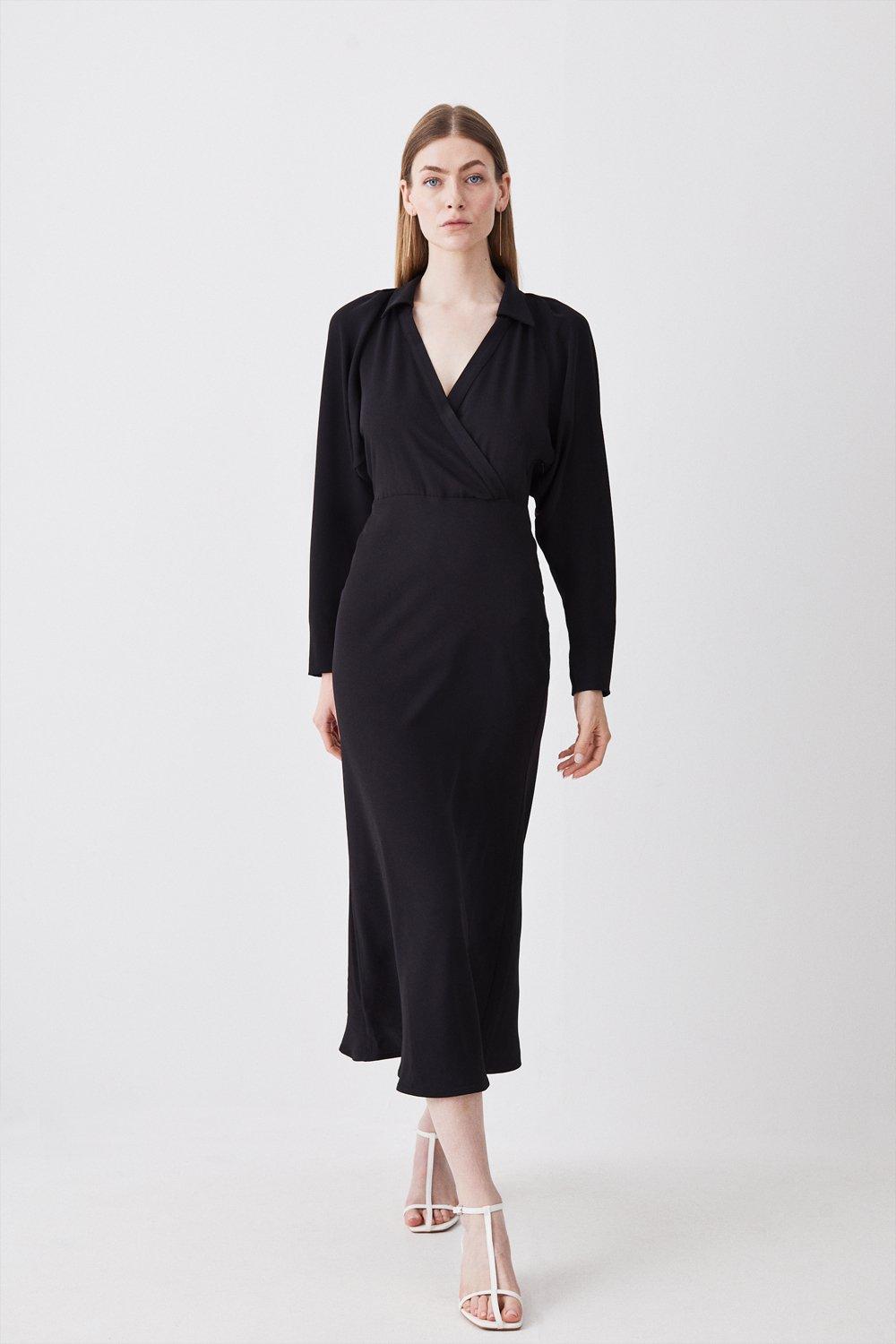 Collared Batwing Midaxi Woven Dress
