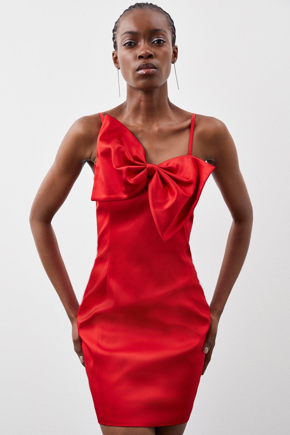 Italian Satin Statement Bow Mini Dress