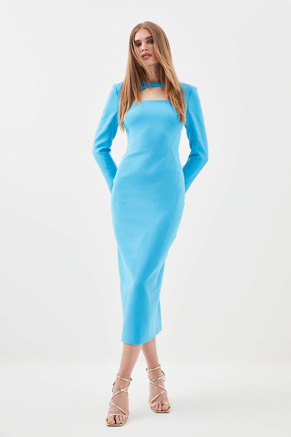 Tall Compact Stretch Cut Out Sleeved Pencil Dress
