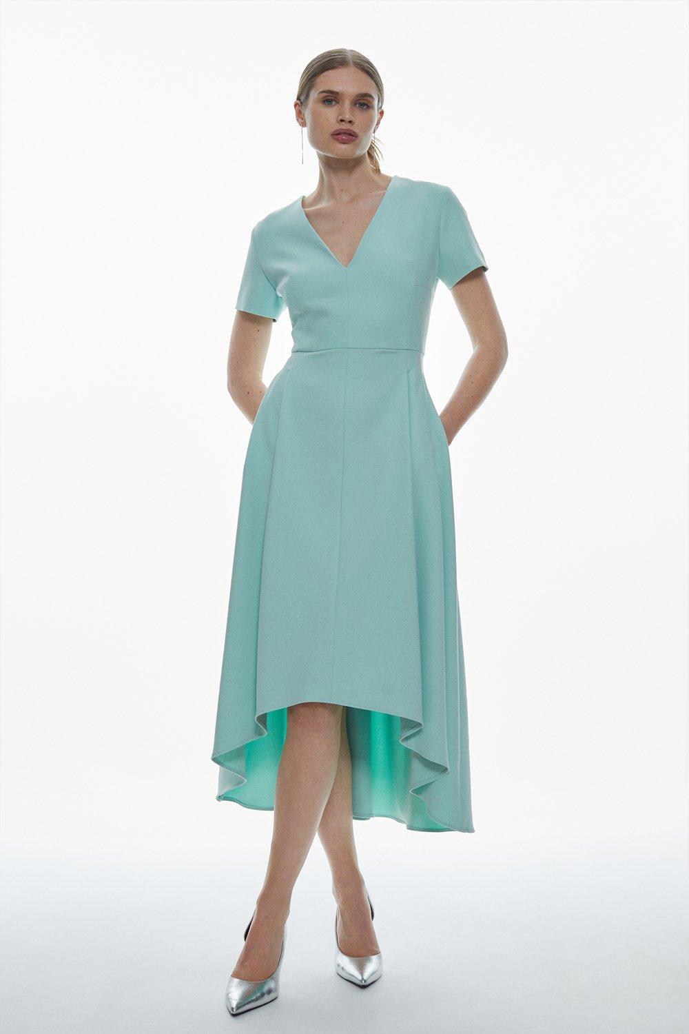 Compact Stretch Tailored Full Skirted Midi Dress