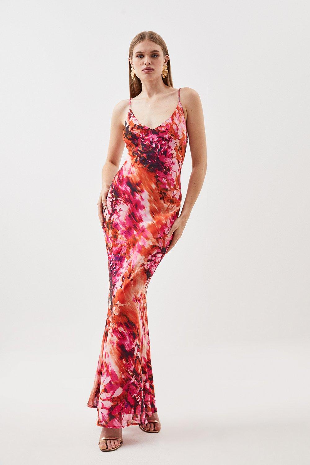 Floral Ruffle Woven Slip Maxi Dress