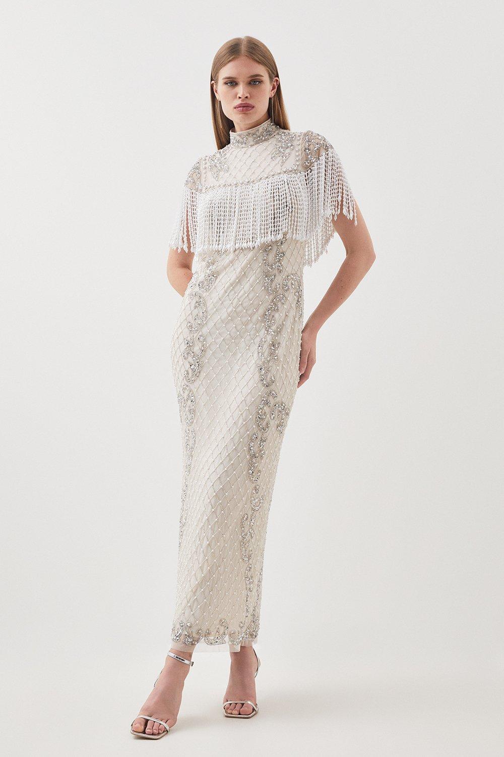 Pearl And Crystal Embellished Midaxi Dress