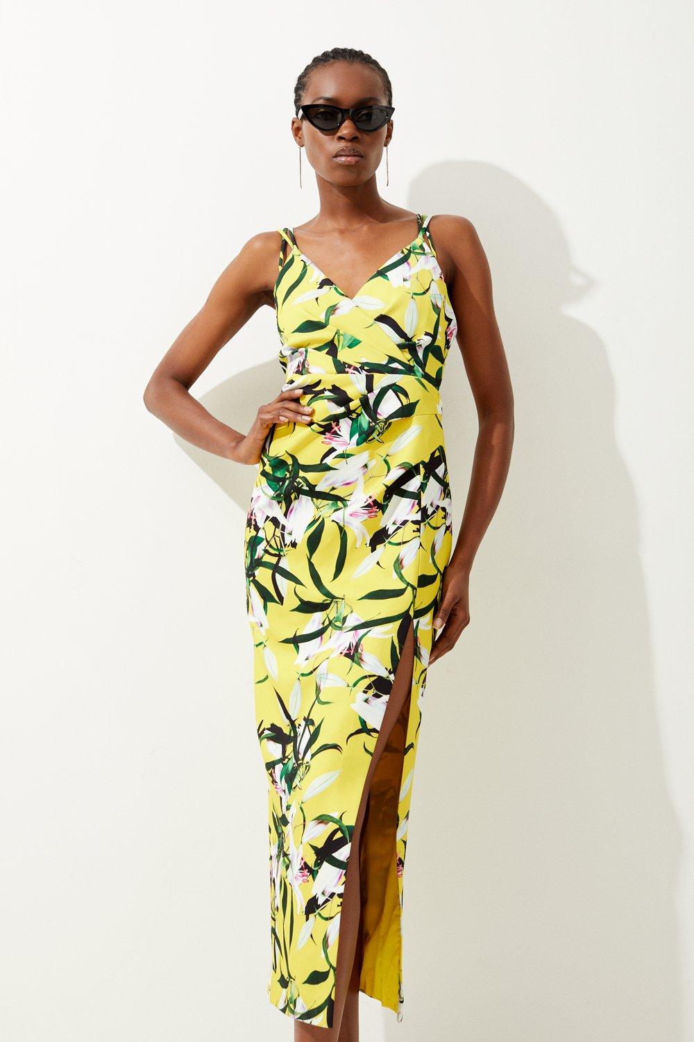 Neon Lilly Print Strappy Maxi Dress