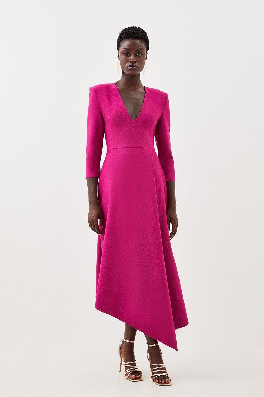Asymmetric Midaxi Dress in Dusty Pink