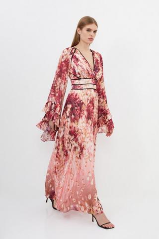 Product Floral Drama Kimono Woven Maxi Dress pink