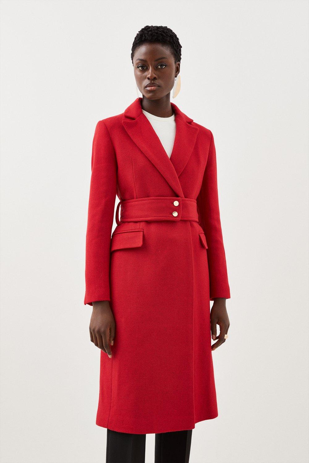 Jackets & Coats | Italian Manteco Wool Mix Button Detail Belted Midi ...