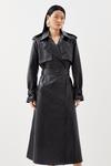 KarenMillen Tailored Faux Leather Belted Trench Coat thumbnail 2