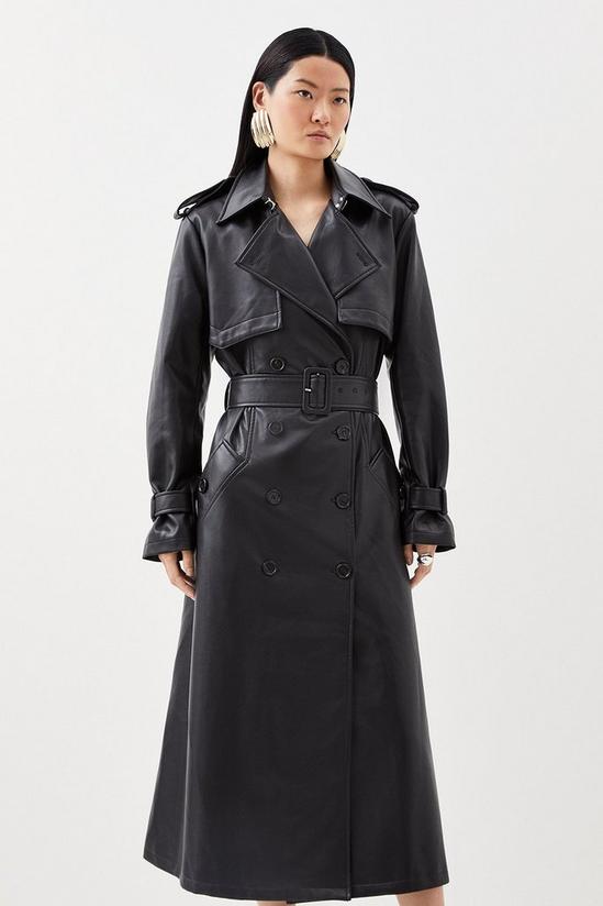 KarenMillen Tailored Faux Leather Belted Trench Coat 2